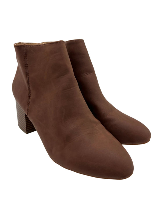 Boots Ankle Heels By Loft In Brown, Size: 9.5