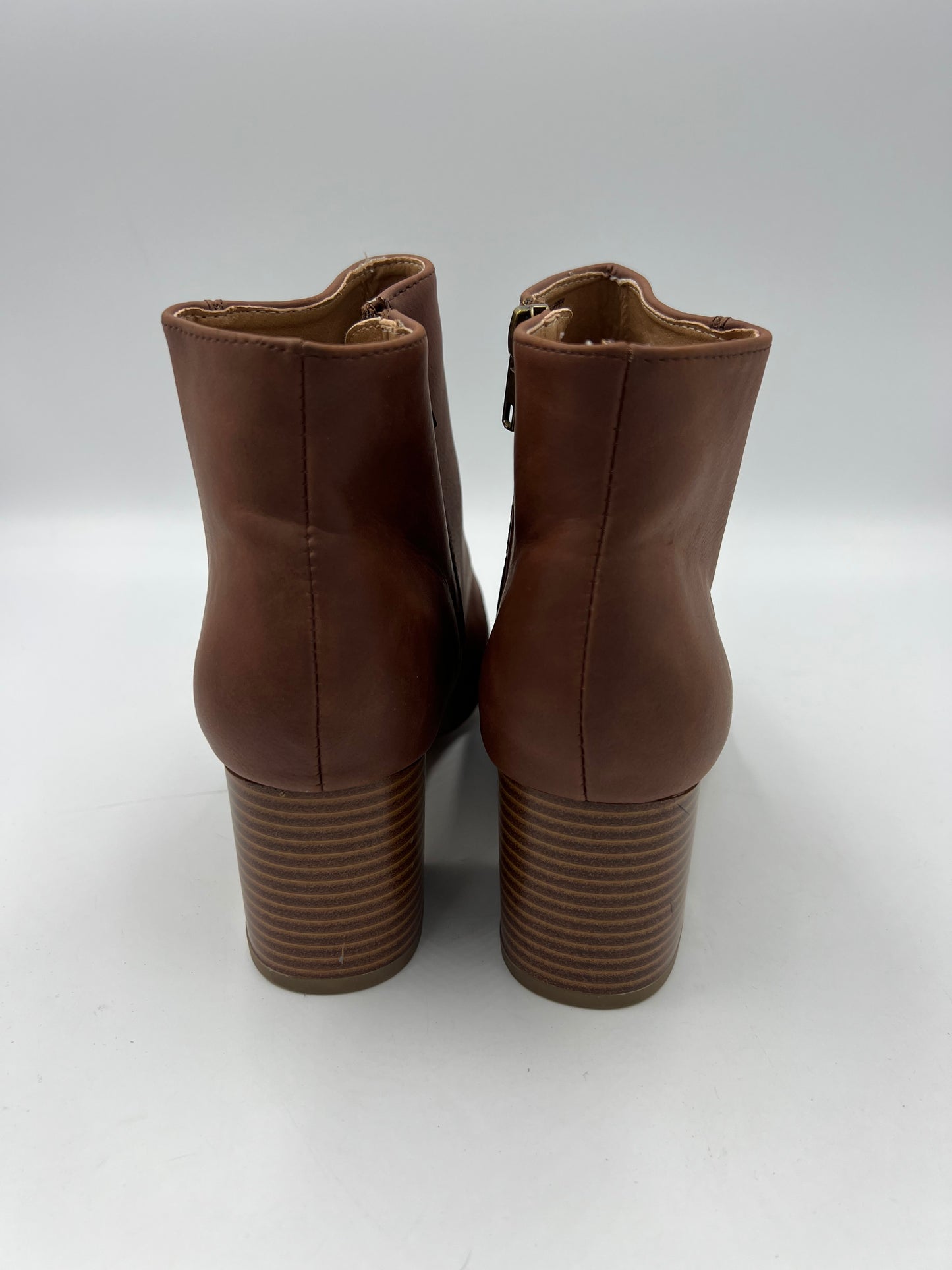 Boots Ankle Heels By Loft In Brown, Size: 9.5