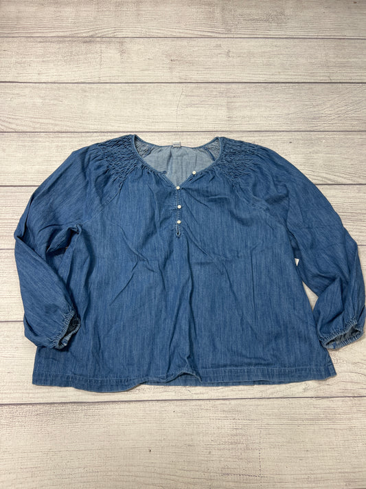 Top Long Sleeve By Old Navy In Blue Denim, Size: Xl