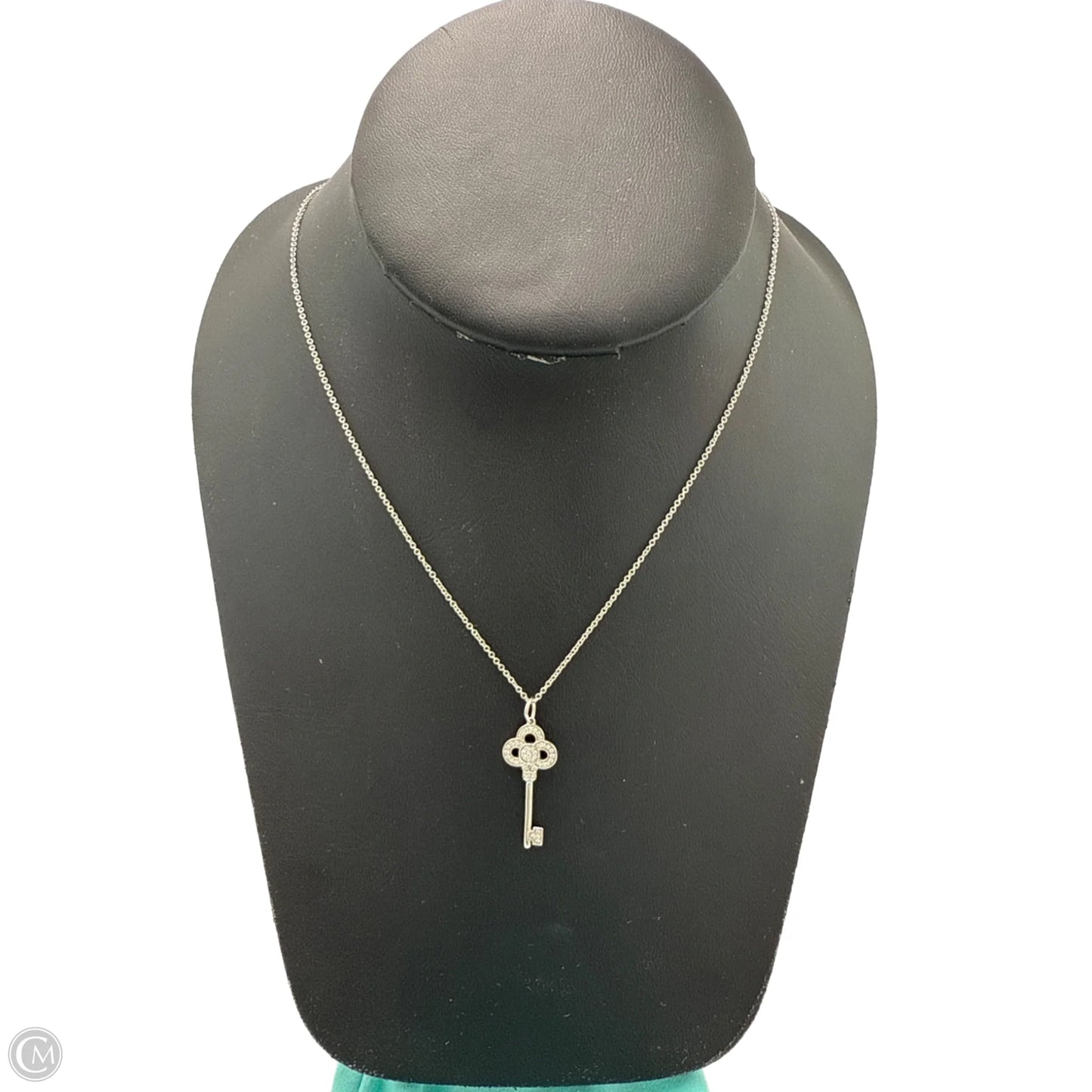 Tiffany & Company Luxury Crown Key 18K White Gold with Diamonds Necklace