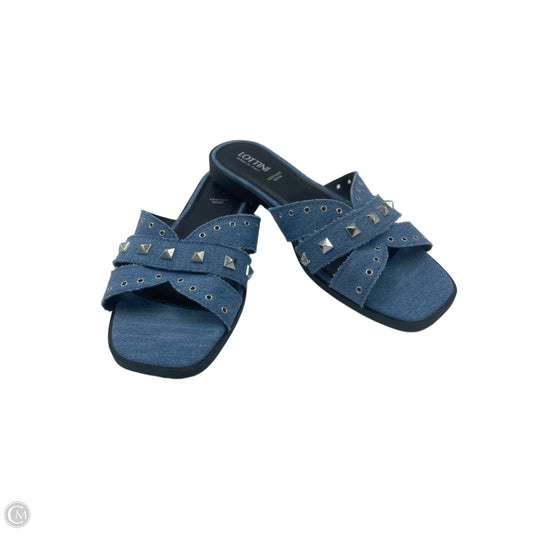 Sandals Flats By Lottini In Blue Denim, Size: 8.5
