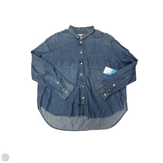 Top Long Sleeve By Madewell In Blue Denim, Size: Xxl