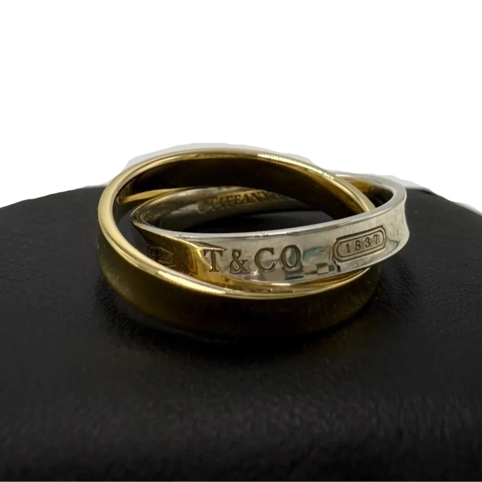 Tiffany & Co. 18K and 925 Interlocking 1837 Circles Luxury Ring, Size: 7.5