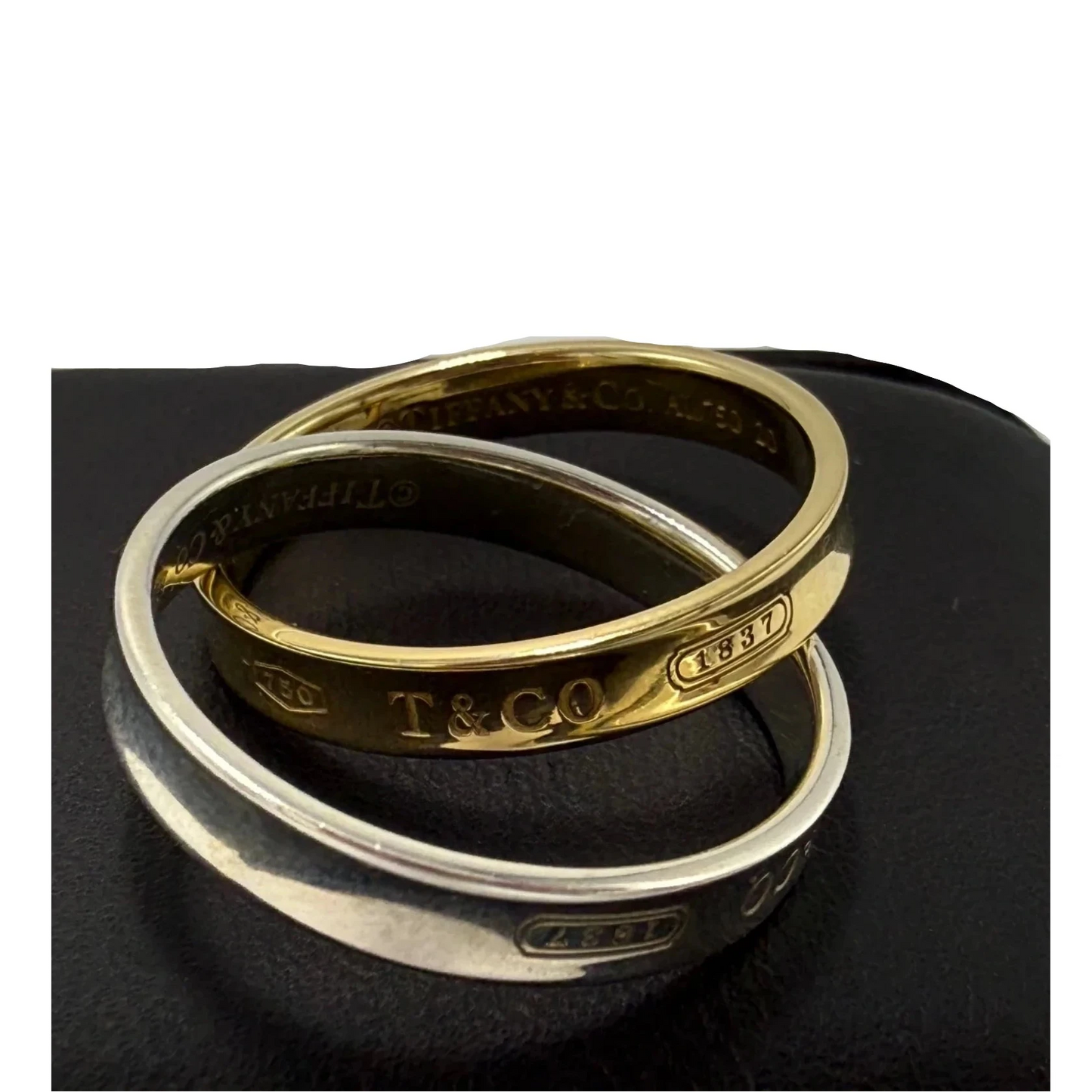 Tiffany & Co. 18K and 925 Interlocking 1837 Circles Luxury Ring, Size: 7.5