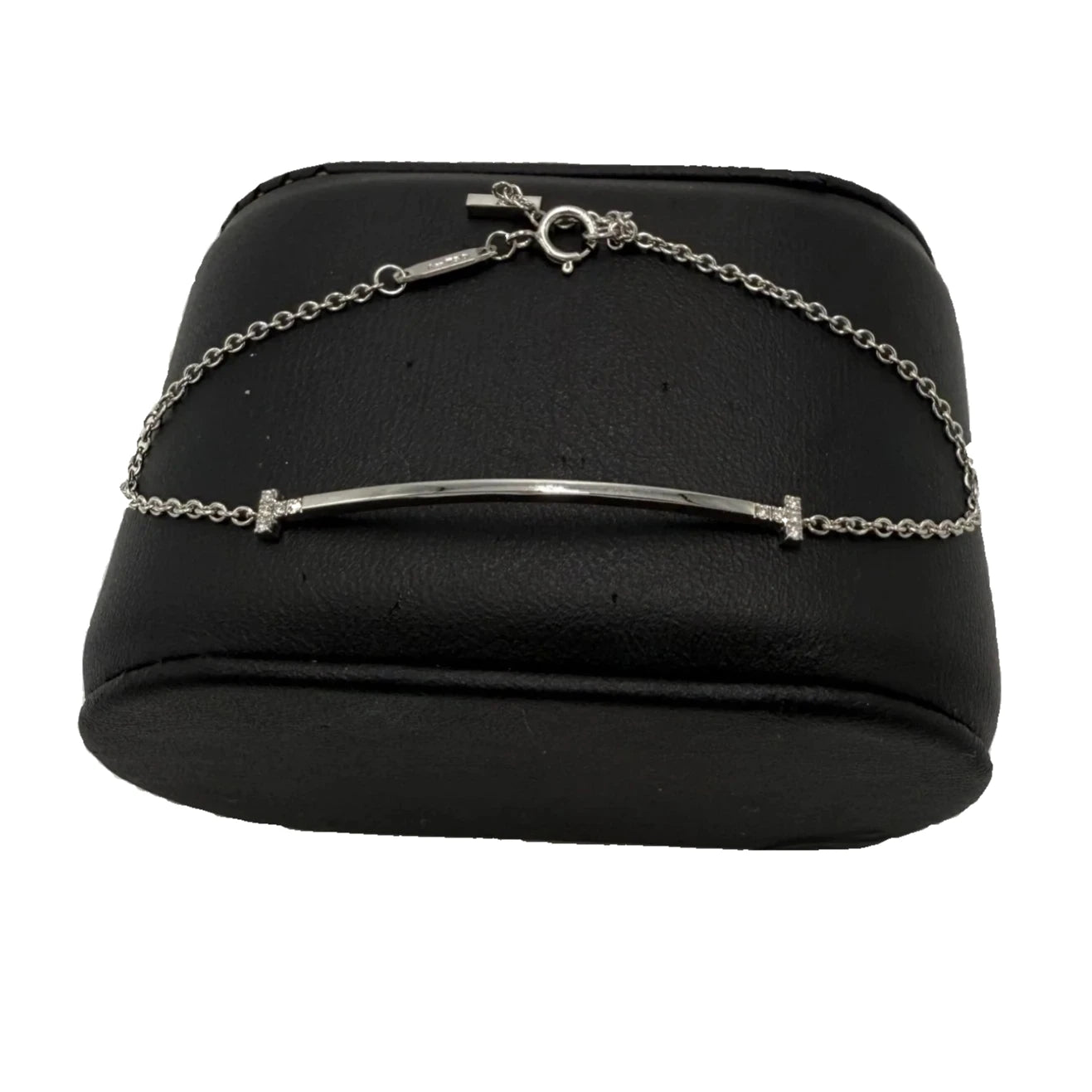 Tiffany & Company 18K T Smile w/ Diamonds Luxury Bracelet, Size:  6.25”