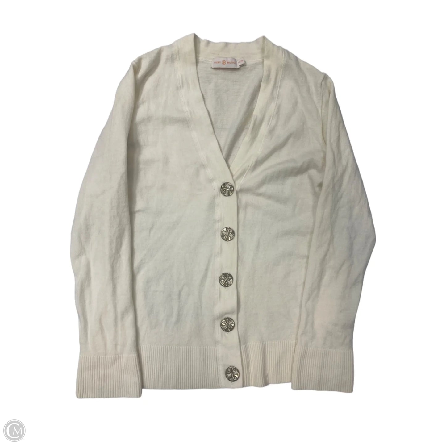 Sweater Cardigan Designer By Tory Burch In Cream, Size: Xl