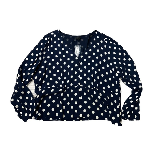 New! Top Long Sleeve By J. Crew In Polkadot Pattern, Size: 2x