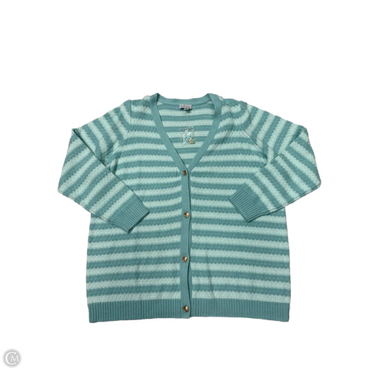Sweater Cardigan By Joan Rivers In Blue, Size: 1x