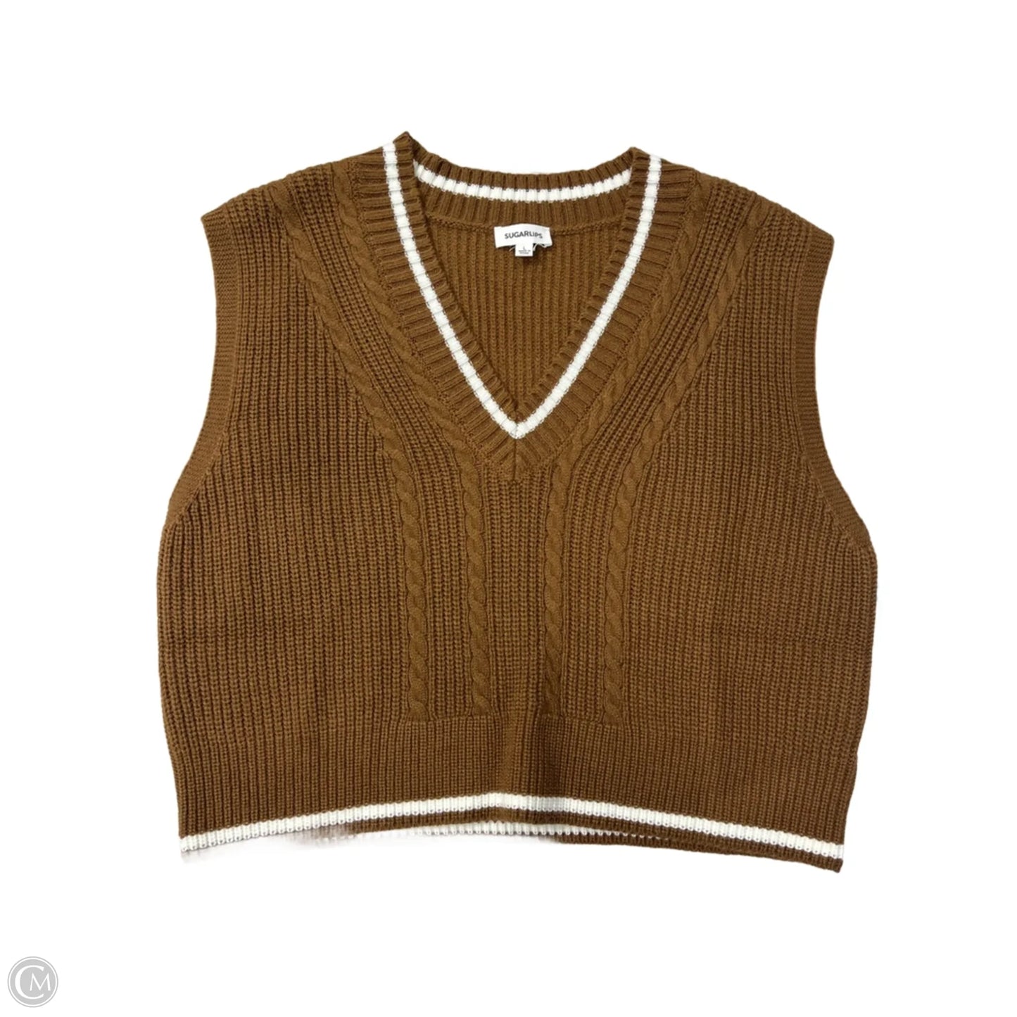 Sweater Short Sleeve By Sugar Lips In Brown, Size: L