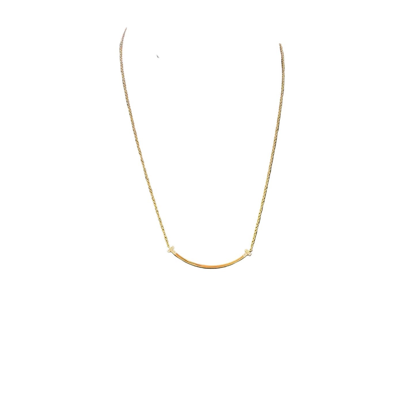 T Smile Necklace in Rose Gold with Diamonds By Tiffany and Company