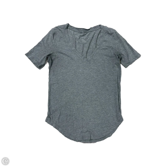 Athletic Top Short Sleeve By Lululemon In Grey, Size: M