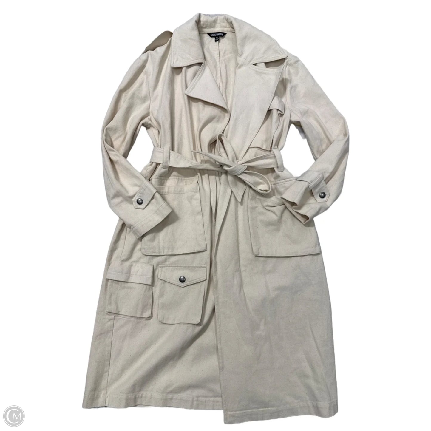 Coat Trench Coat By Steve Madden In Cream, Size: S