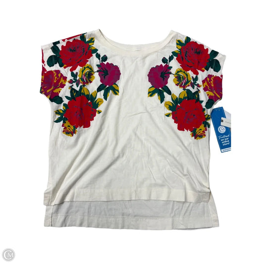 Top Short Sleeve By Anthropologie In Floral Print, Size: L