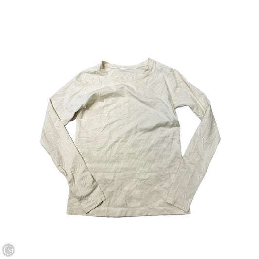 Athletic Top Long Sleeve Crewneck By Athleta In Cream & Silver, Size: M