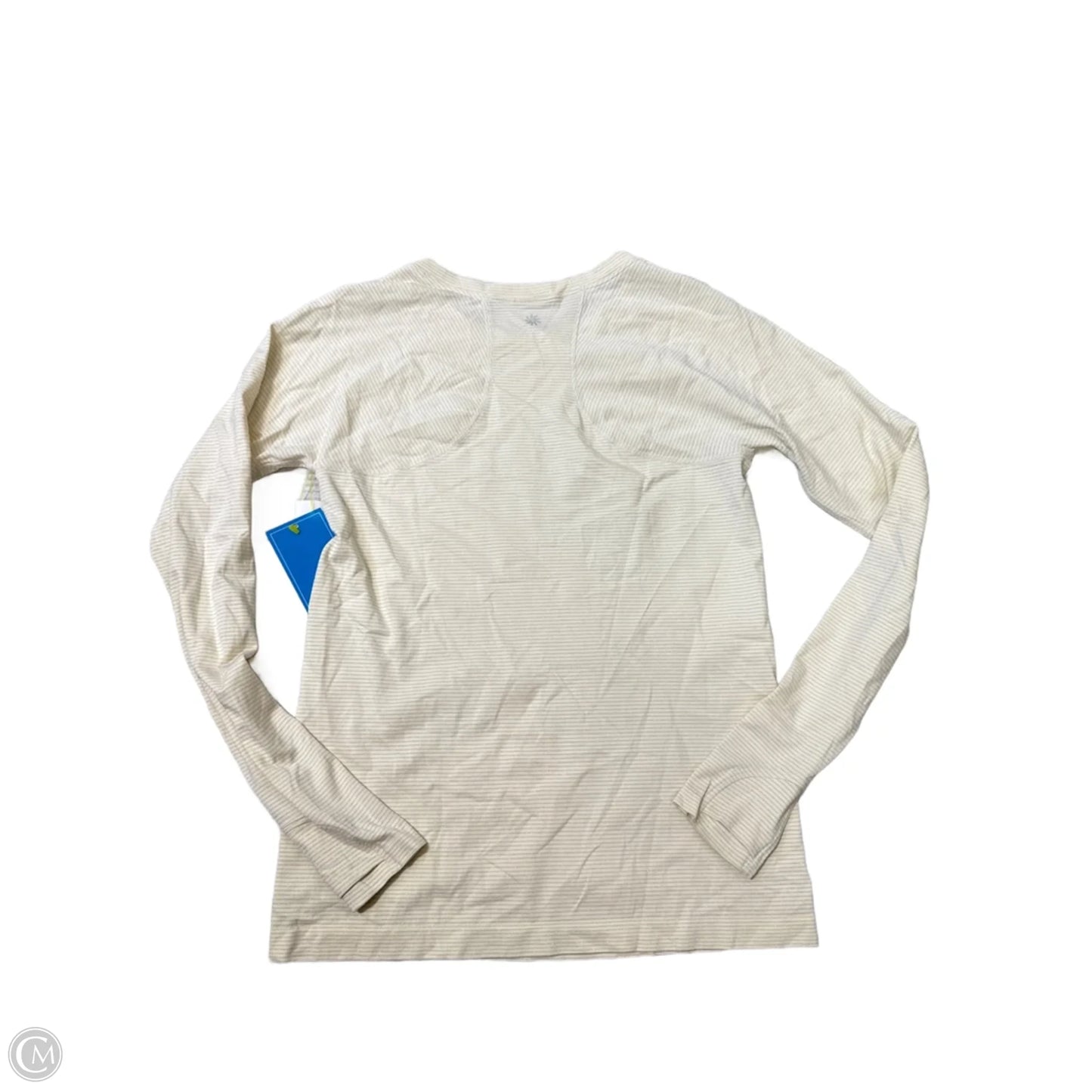 Athletic Top Long Sleeve Crewneck By Athleta In Cream & Silver, Size: M
