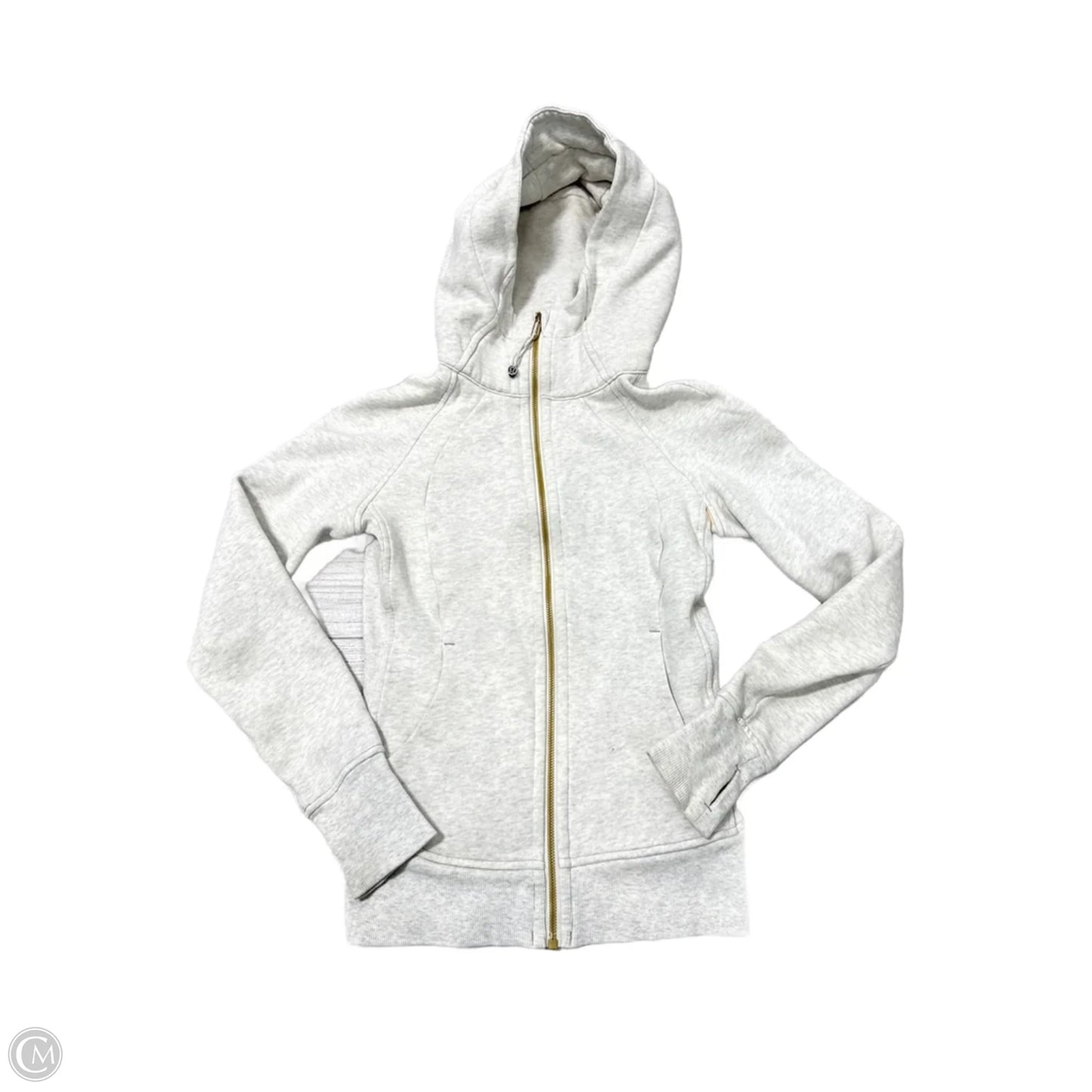 Athletic Jacket w/ Gold Zipper By Lululemon In Grey, Size: Xs