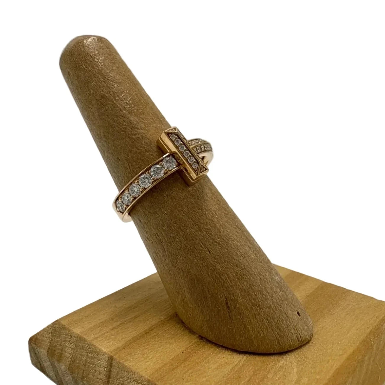 Tiffany & Company T1 Pave Narrow 18K Rose Gold Luxury Ring, Size: 6.5