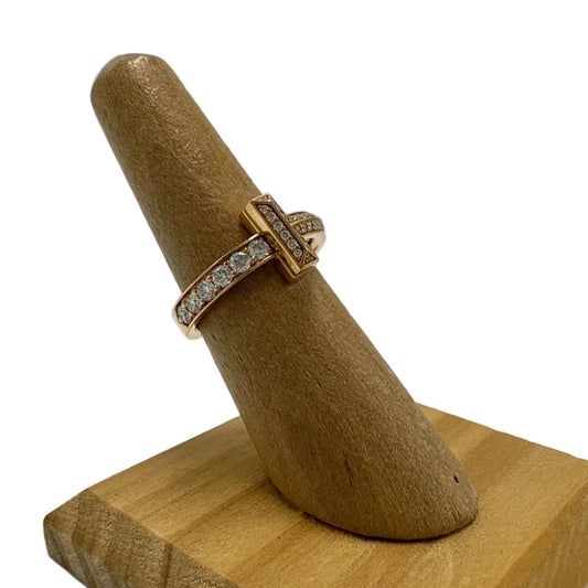 Tiffany & Company T1 Pave Narrow 18K Rose Gold Luxury Ring, Size: 6.5