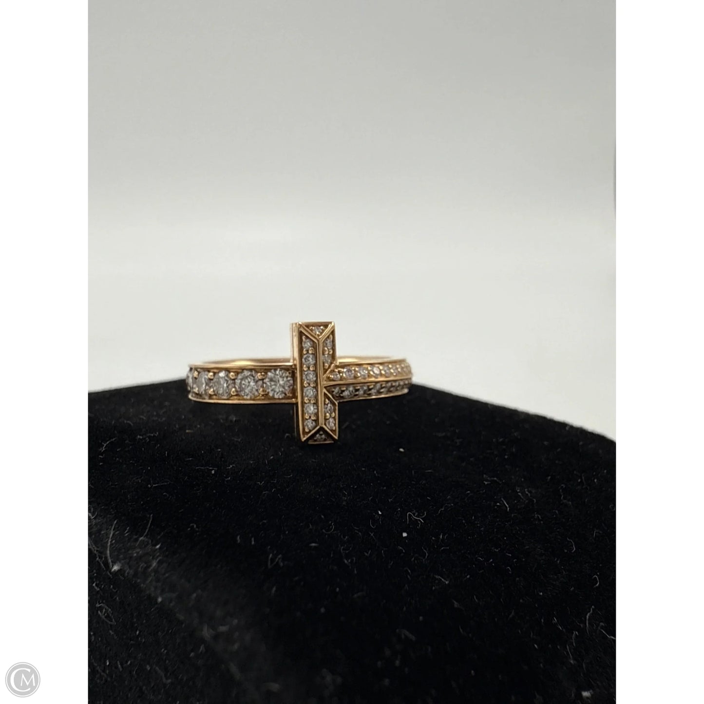 Tiffany & Company T1 Pave Narrow 18K Rose Gold Luxury Ring, Size: 6.5