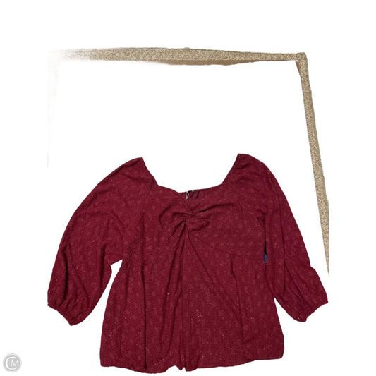 New! Top Long Sleeve By Bloomchic In Maroon, Size: 4x