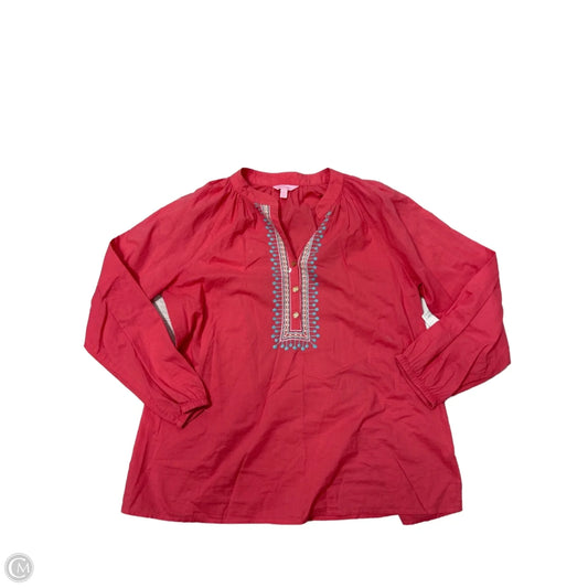 Top Long Sleeve Designer By Lilly Pulitzer In Coral, Size: L