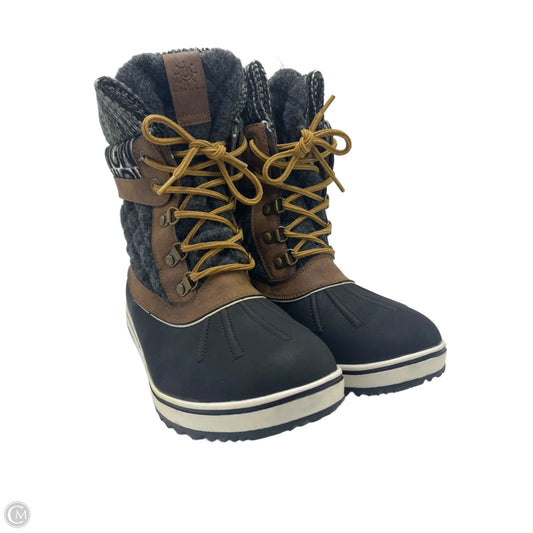 Boots Snow By Global Win In Brown & Grey, Size: 9