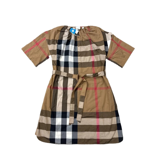 Burberry Gretton Belted Check Shirt Luxury Dress, Size: M