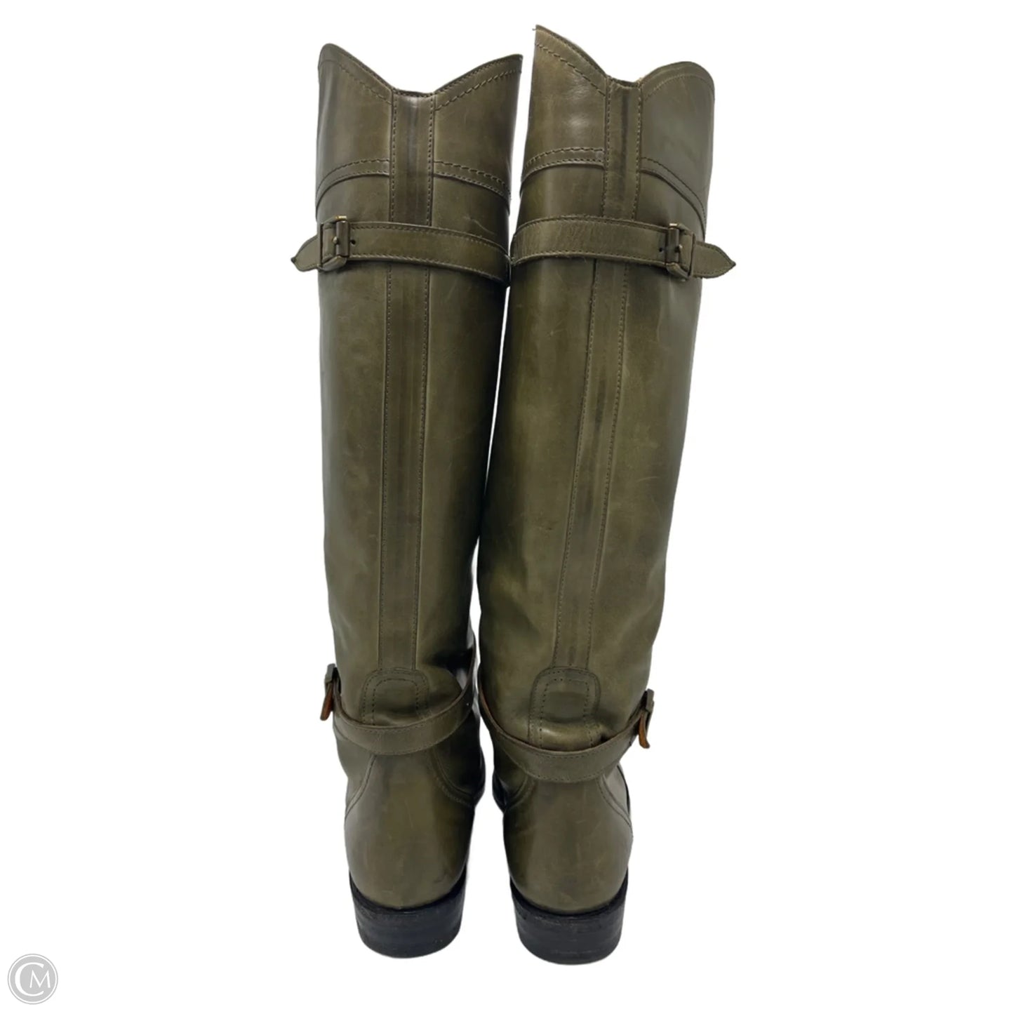 Frye Dorado Riding Designer Boots In Olive Green, Size: 8