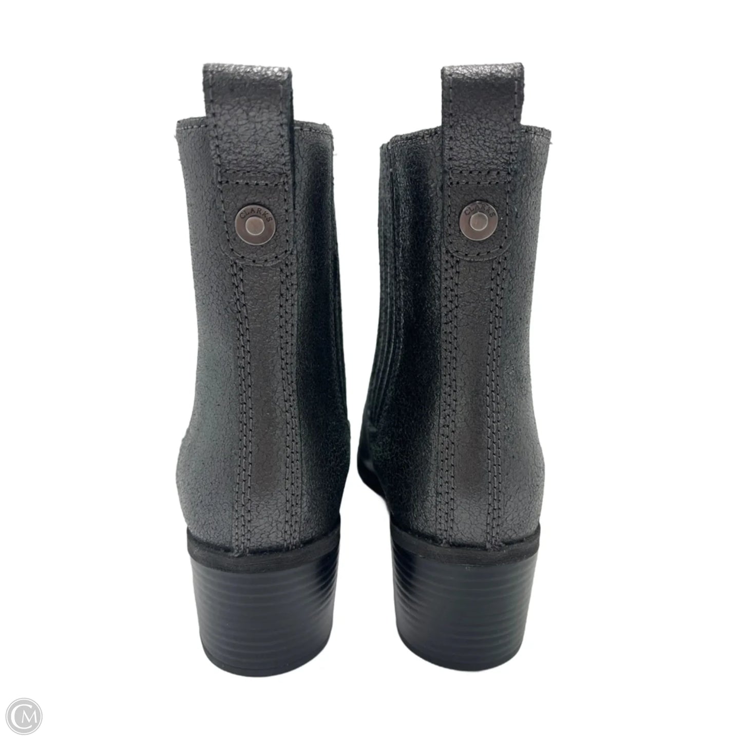 Boots Ankle Heels By Clarks In Silver, Size: 5