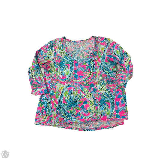 Top 3/4 Sleeve Designer By Lilly Pulitzer In Multi-colored, Size: L