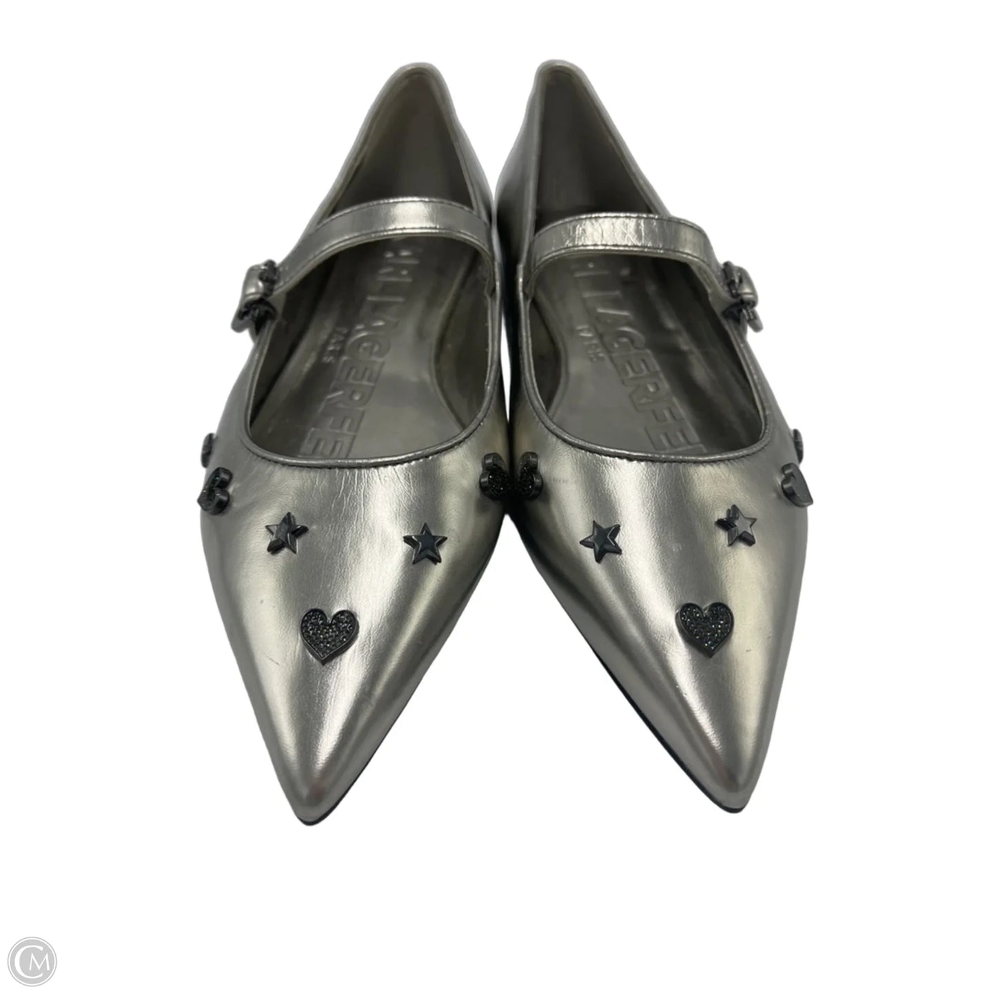 Shoes Designer By Karl Lagerfeld In Silver, Size: 7