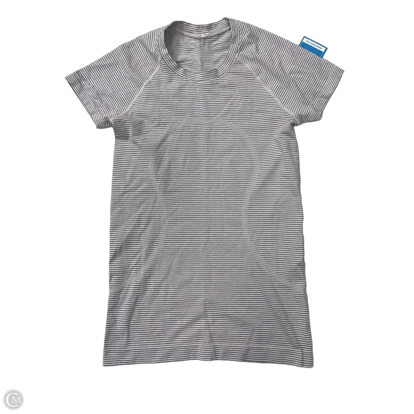 Athletic Top Short Sleeve By Lululemon In Striped Pattern, Size: S
