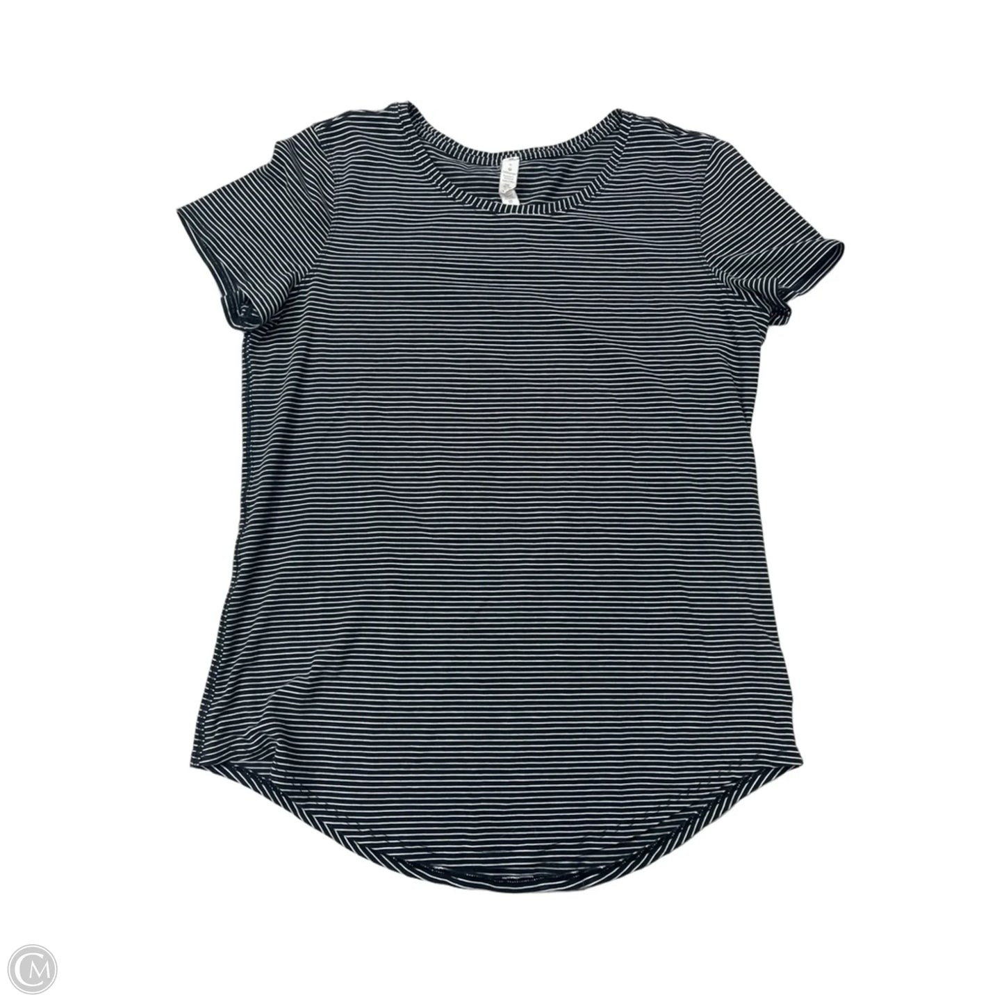Athletic Top Short Sleeve By Lululemon In Striped Pattern, Size: S