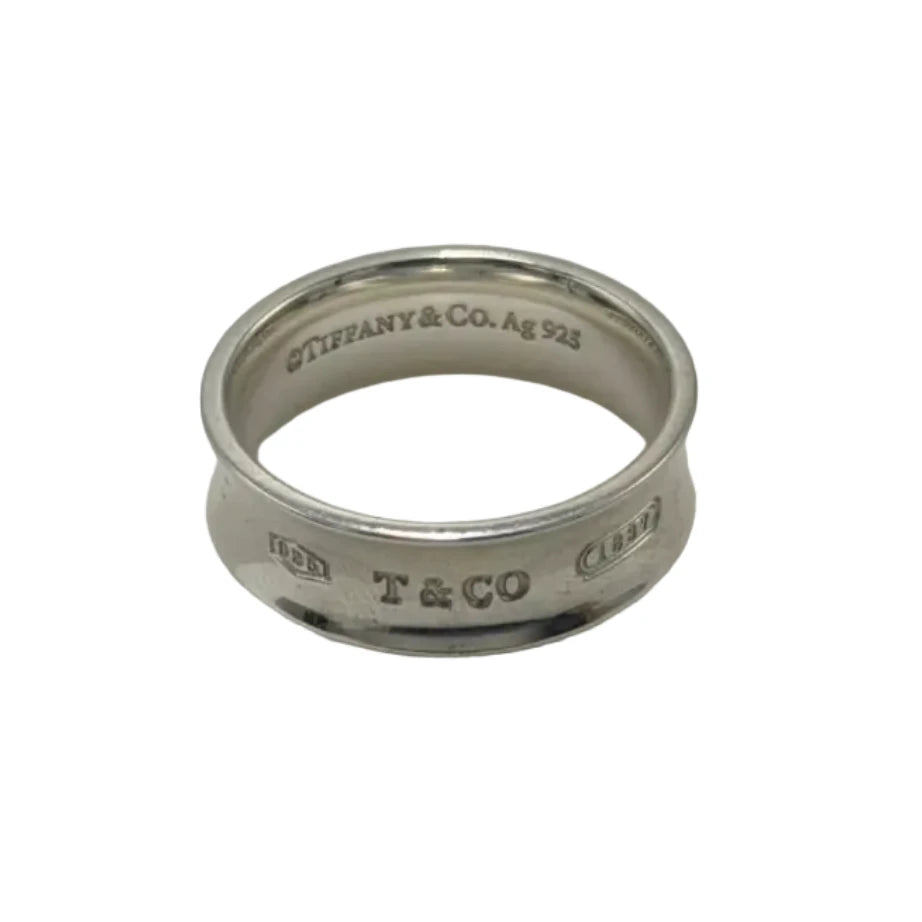 Tiffany And Company 1837 Thick Band 925 Silver Designer Ring, Size: 8