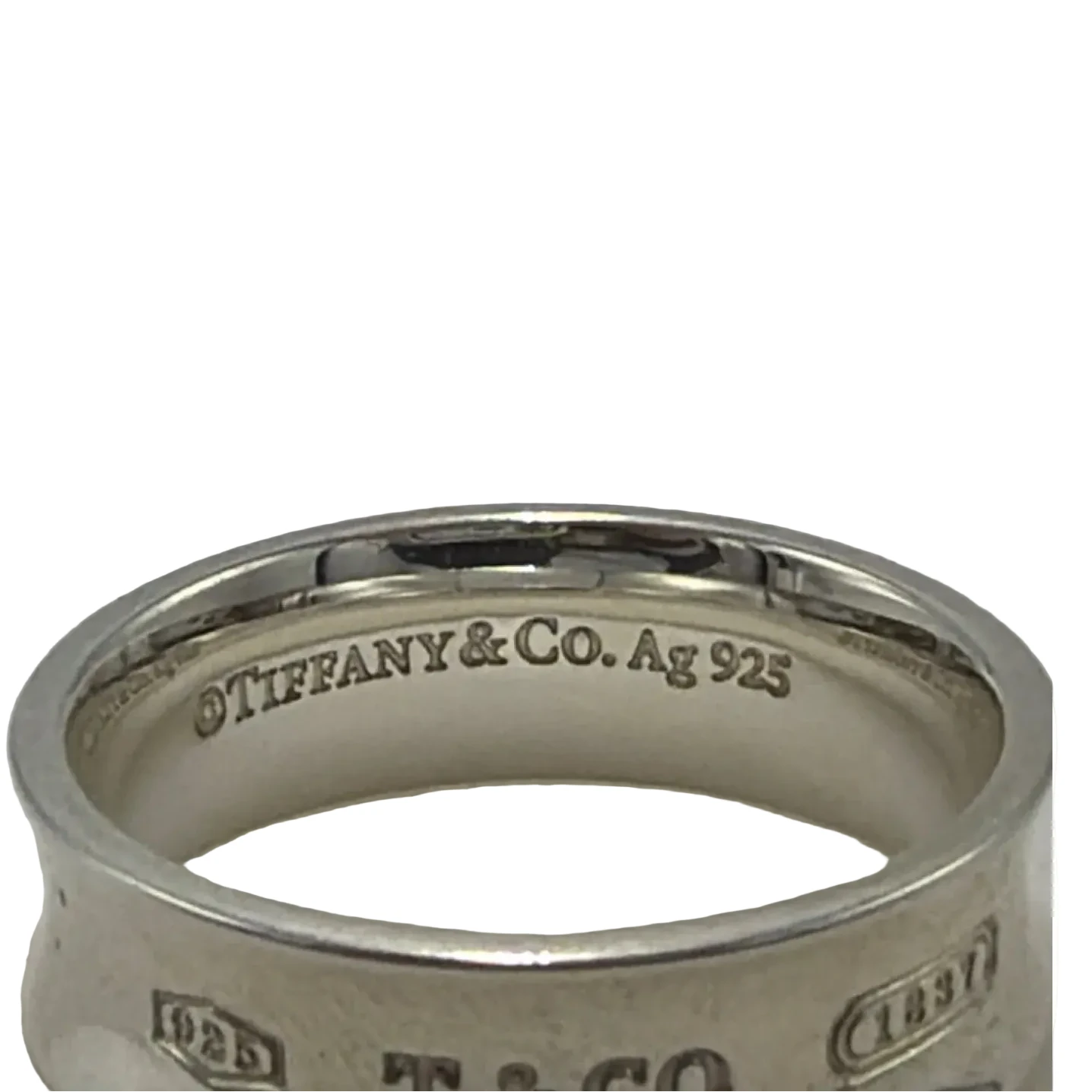 Tiffany And Company 1837 Thick Band 925 Silver Designer Ring, Size: 8