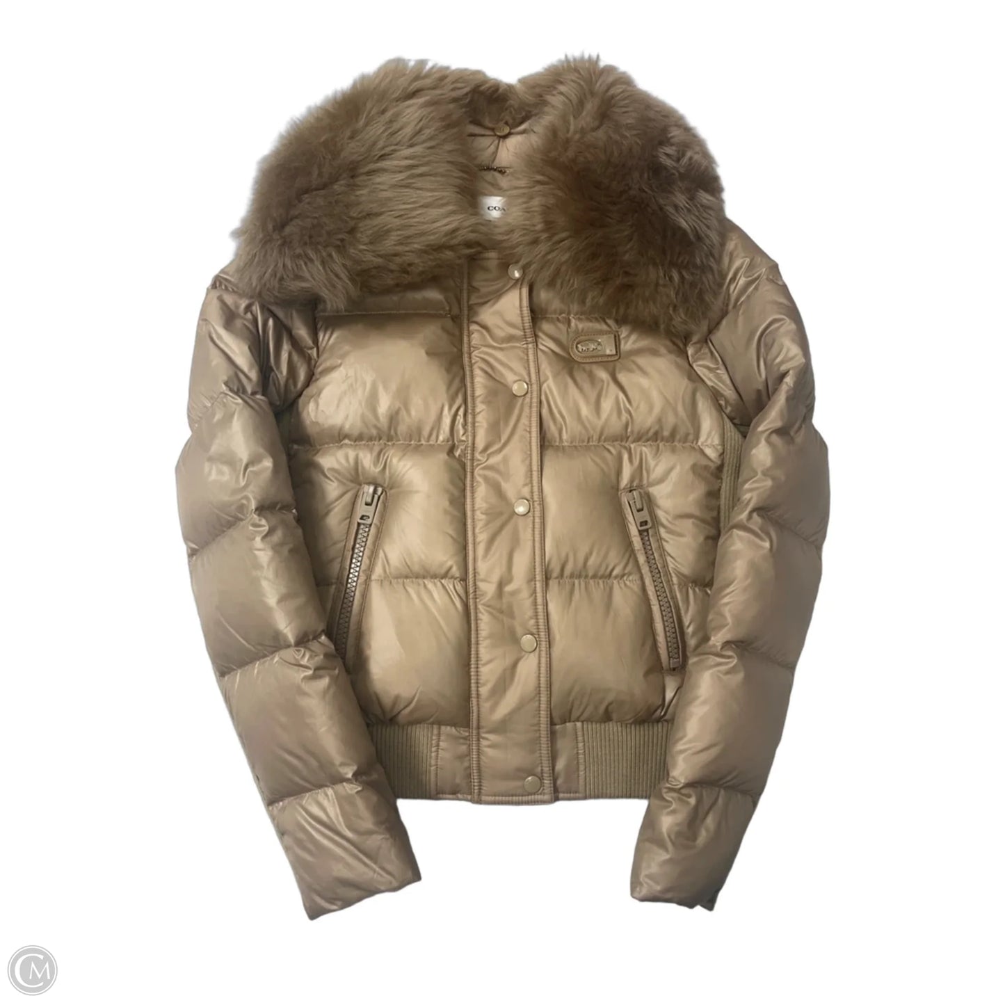 Coach Shearling Puffer Designer Coat, Size: XXS (00)
