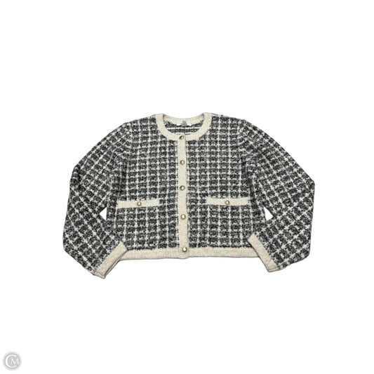 Sweater Cardigan By Splendid In Grey & White, Size: S