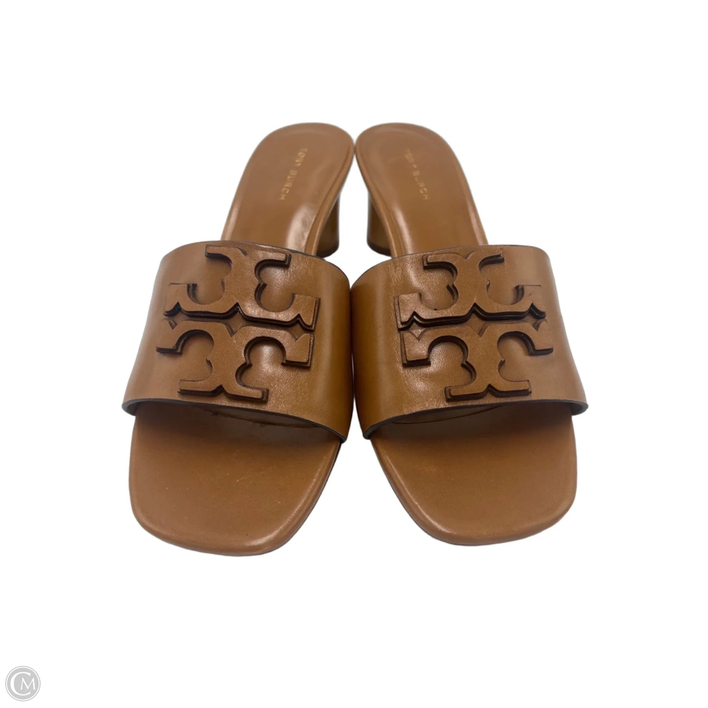 Tory Burch Ines Leather Logo Designer Shoes In Tan, Size: 7