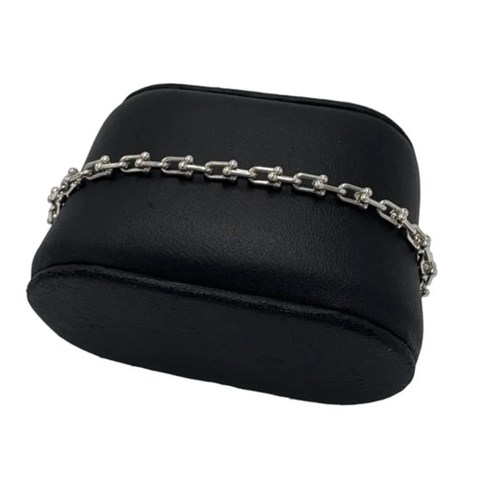 Tiffany & Company Micro Link Hardware 925 Luxury Bracelet, Size Large (6.75")