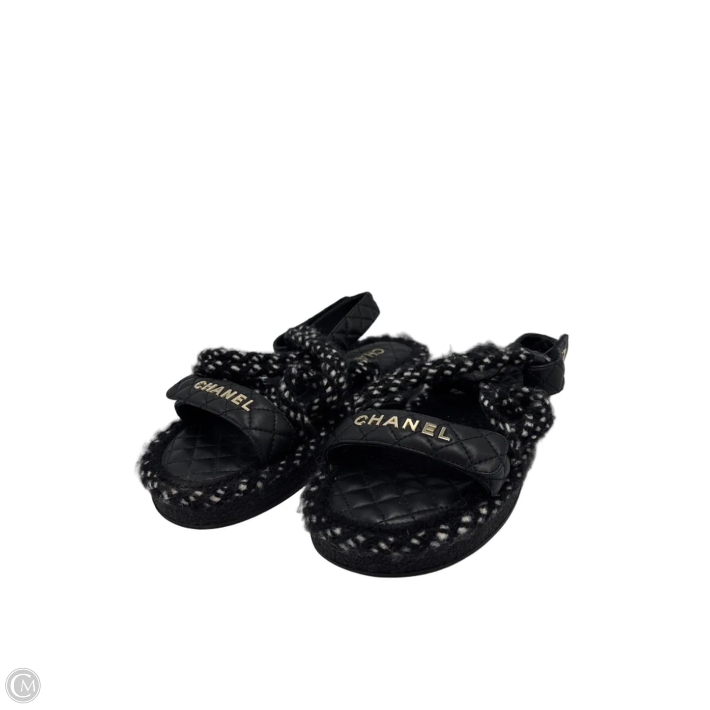 Chanel Cord Lambskin Logo Luxury Sandals, Size: 9 / 39