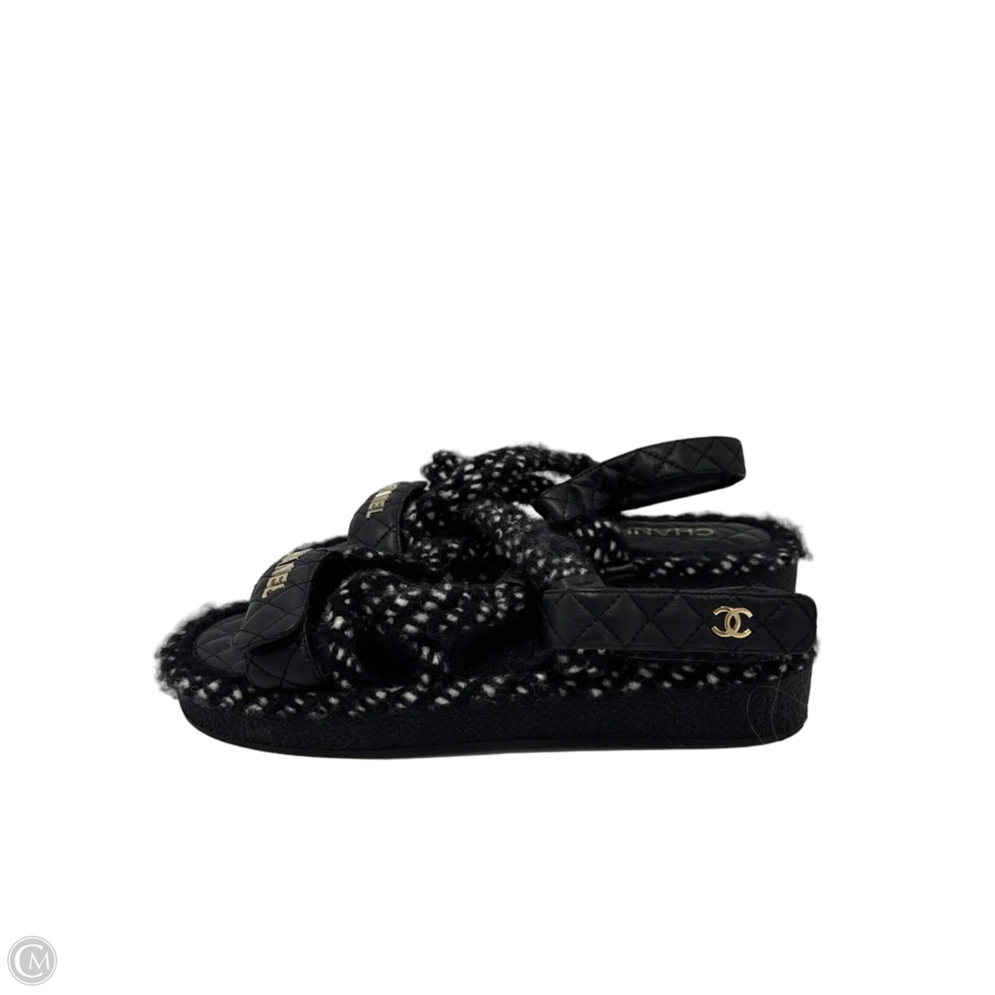 Chanel Cord Lambskin Logo Luxury Sandals, Size: 9 / 39