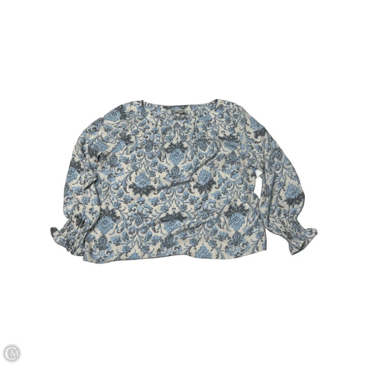 Top Long Sleeve By Loft In Blue & Cream, Size: Xl