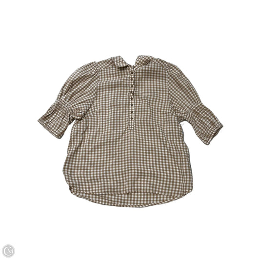 Top Short Sleeve By Pilcro In Tan & White, Size: S