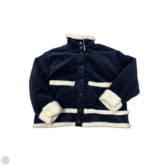 Coat Faux Fur & Sherpa By Free Assembly In Navy, Size: Xxl