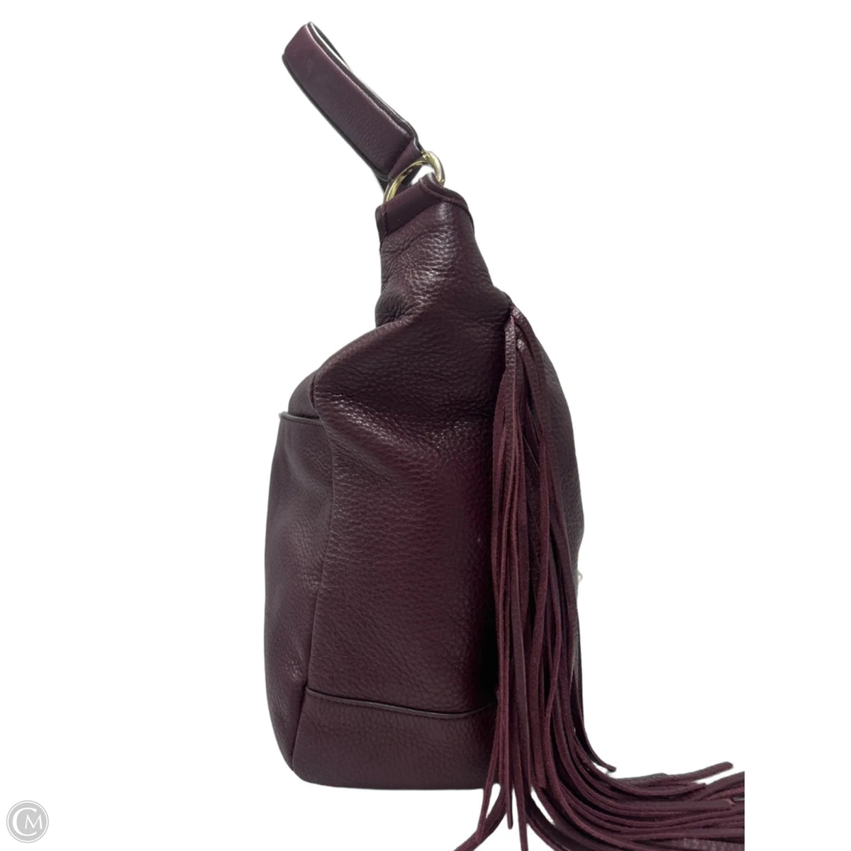 G.I.L.I. Bordeaux Leather Slouchy Fringe Hobo in Maroon