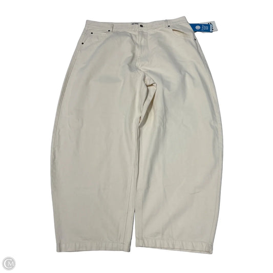 KBB by Kahlana Wide Leg Jeans in Cream, Size 20