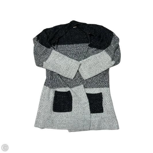 Cotton Emporium Cardigan Sweater in Black & Grey, Size XL