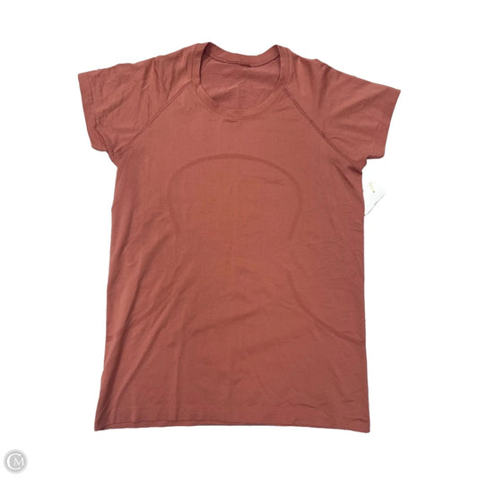 Athletic Top Short Sleeve By Lululemon In Orange, Size: 12