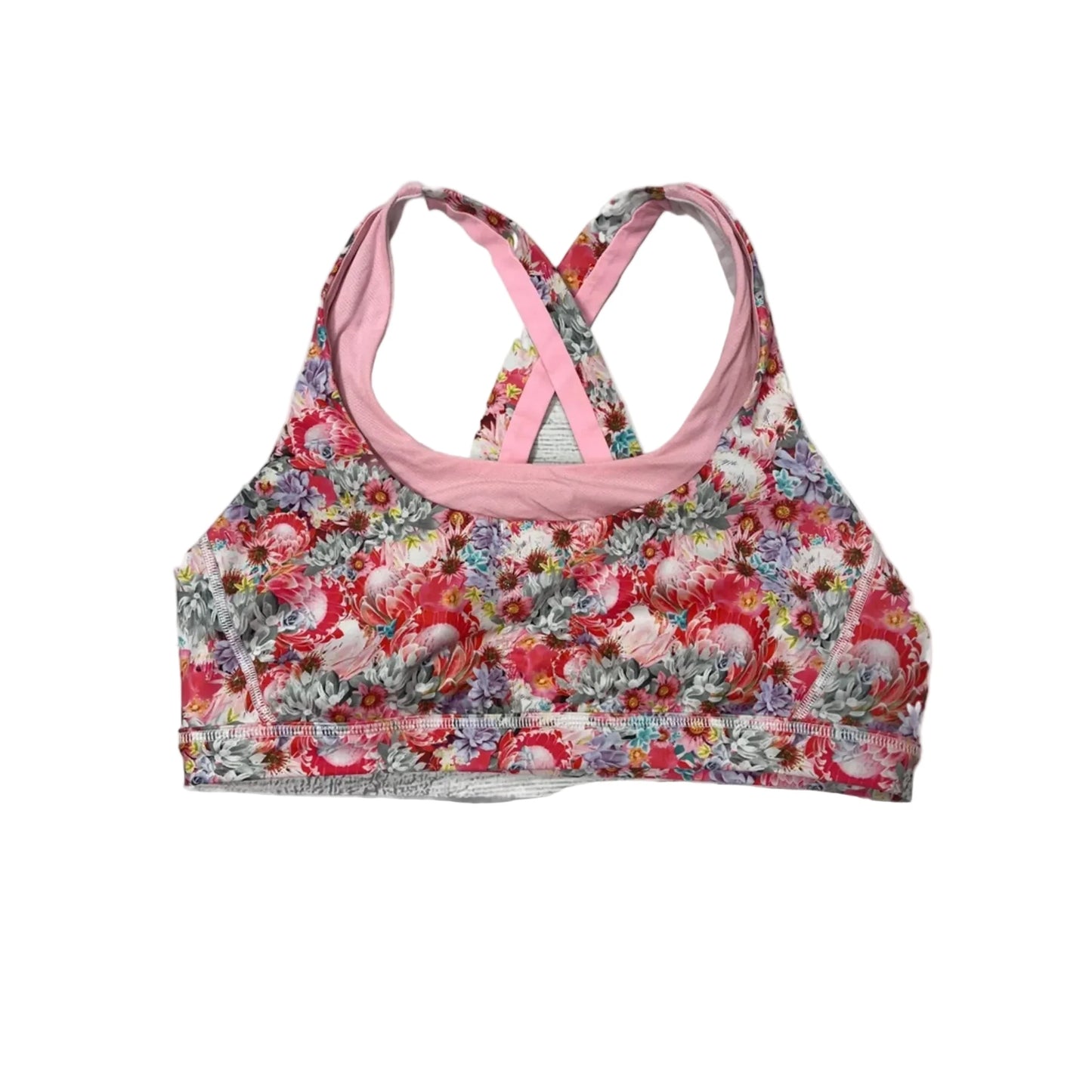 Athletic Bra By Lululemon In Floral Print, Size: L