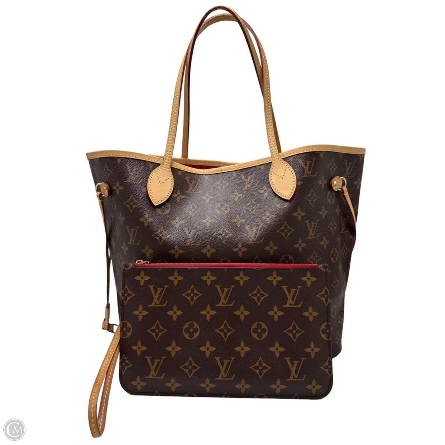 Louis Vuitton Designer Neverfull MM Handbag w/ Pouchette